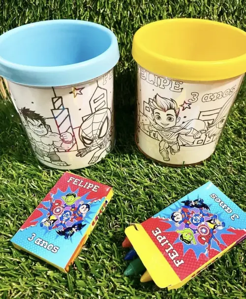 Caneca de Colorir Personalizada Herois Baby