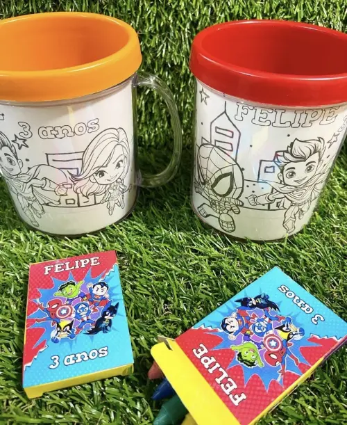 Caneca de Colorir Personalizada Herois Baby
