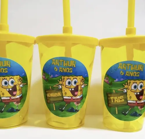 Copo com canudo personalizado 400ml