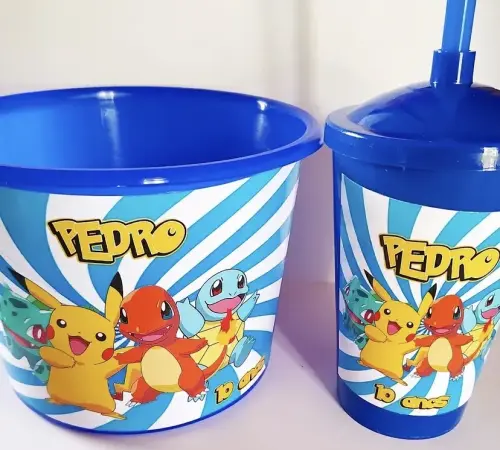 Baldinho + Copo personalizado Pokémon