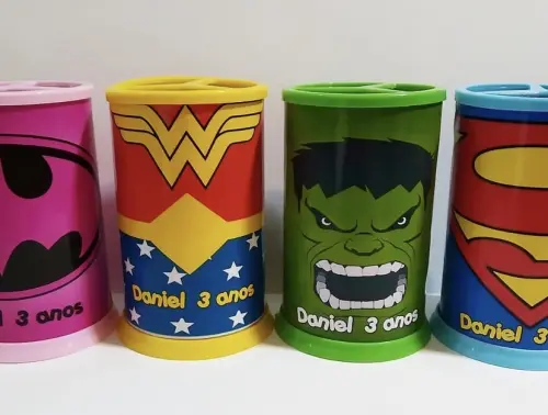 Porta lápis personalizado Super Herois
