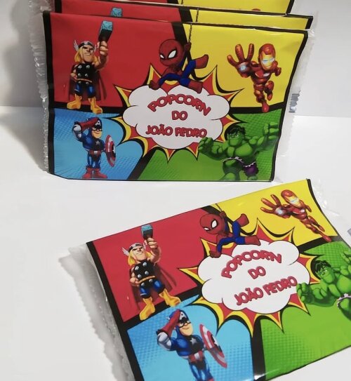 Baldinho + Pipoca personalizada Super Herois