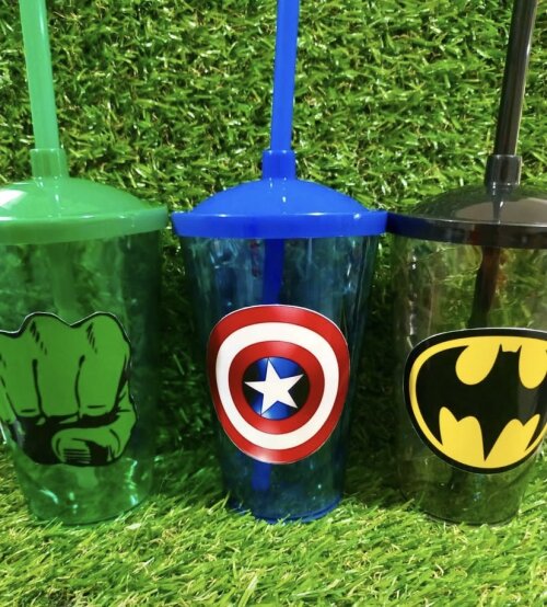 Copo com Canudo Super Herois