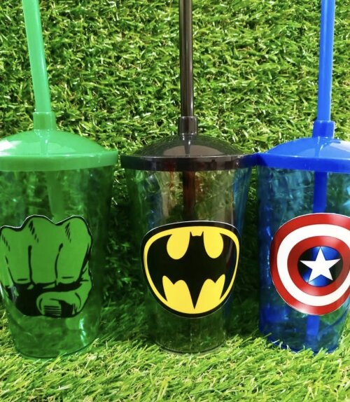 Copo com Canudo Super Herois