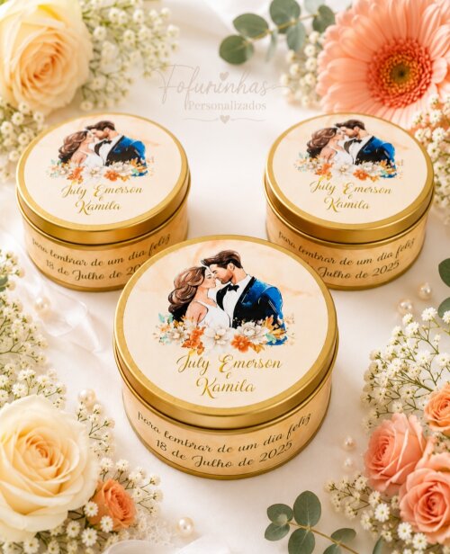 Lata de metal personalizada casamento