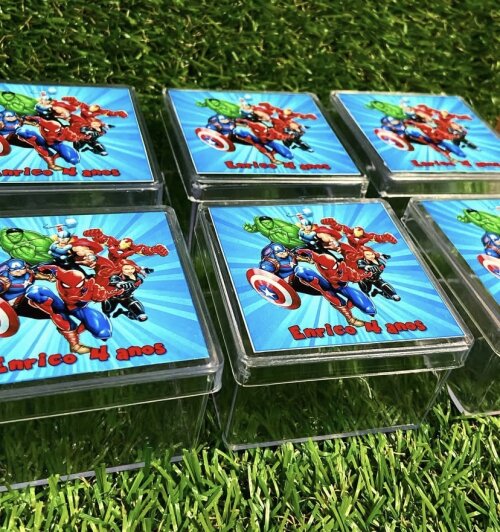 Caixinha Acrílica Personalizada Super Heróis