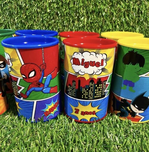 Cofrinhos personalizados super heróis baby
