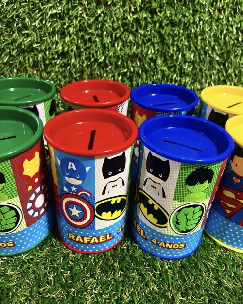 Cofrinhos personalizados super heróis baby