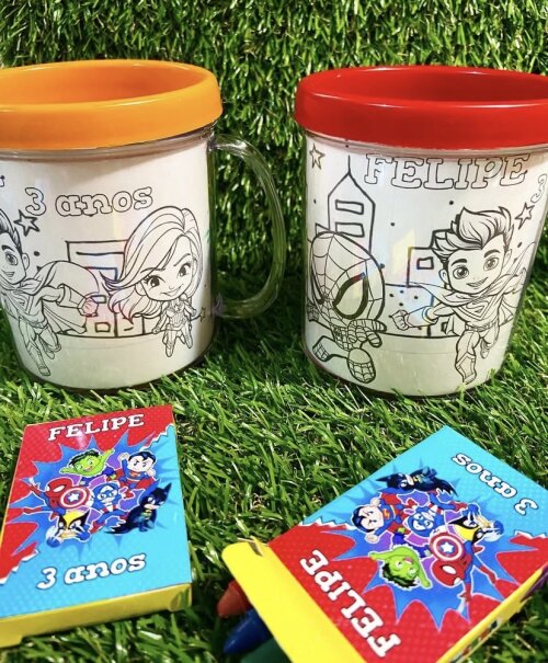 Caneca de colorir Super Heróis Baby