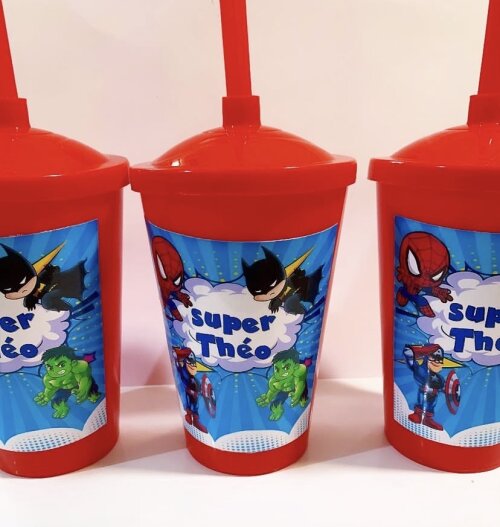 Copo com Canudo Super Herois Baby