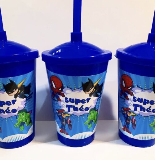 Copo com Canudo Super Herois Baby