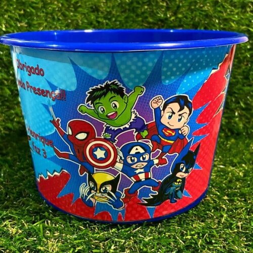 Baldinho de Pipoca Super Herois Personalizado