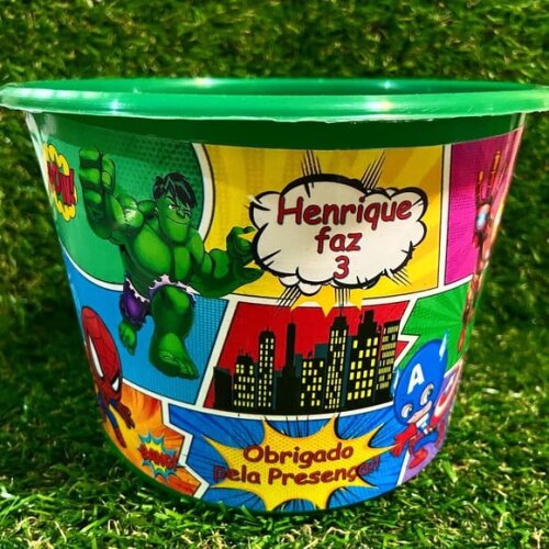 Baldinho de Pipoca Super Herois Personalizado