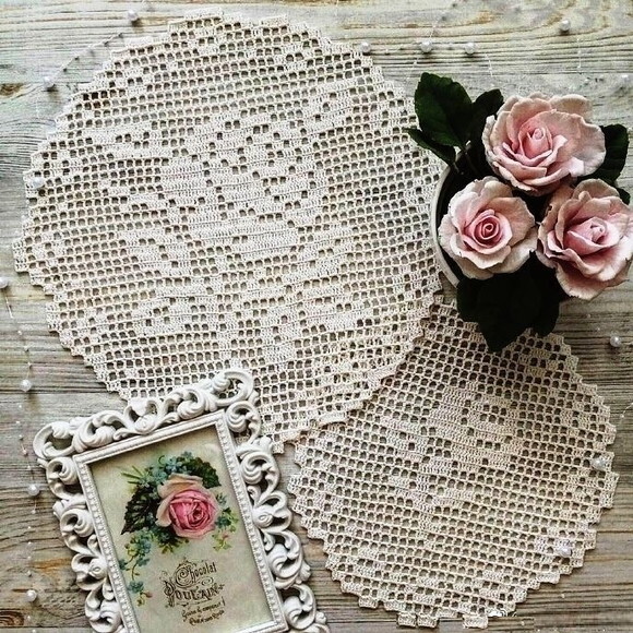 Conjunto de Toalhinhas em Crochê
