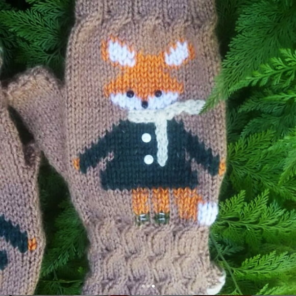 Luvas Vintage em Tricô little Fox (para Adulto)