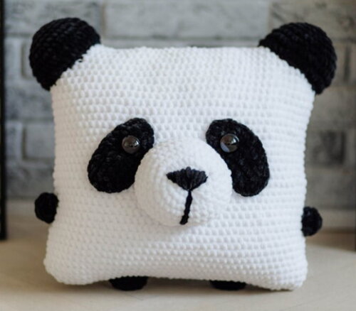 Almofada Panda em Crochê