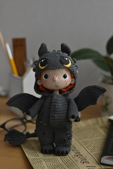 Boneco com Fantasia do Banguela em Amigurumi