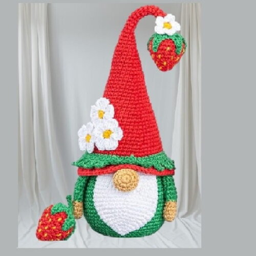 Gnomo Moranguinho em Amigurumi
