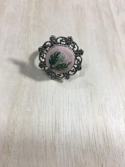 Anel Bordado Plants On Pink I
