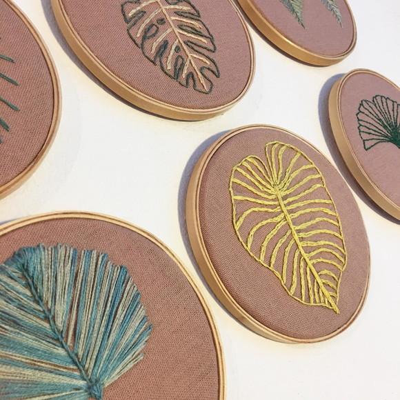 Quadros bordados - Composição botânica