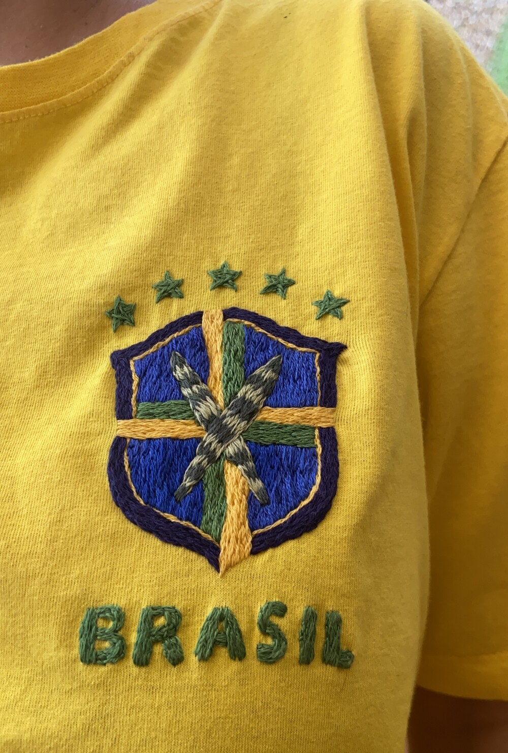 Camiseta bordada do Brasil