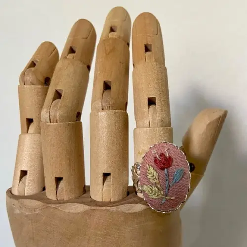 Anel Bordado Rosa Chá II