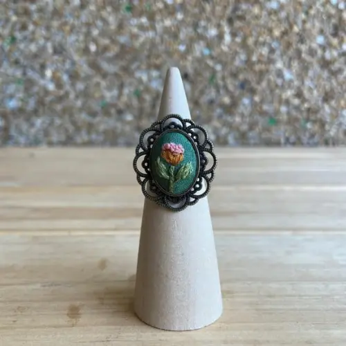 Anel bordado Verde Il