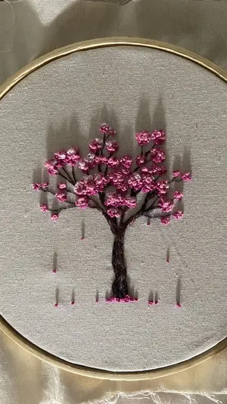 Bastidor Bordado Ipê Rosa (16 Cm)