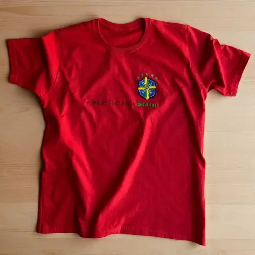 Camiseta do Brasil Vermelha Bordada