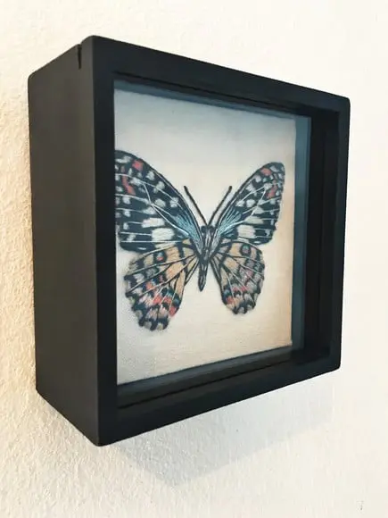 Quadro Bordado Borboleta Limão