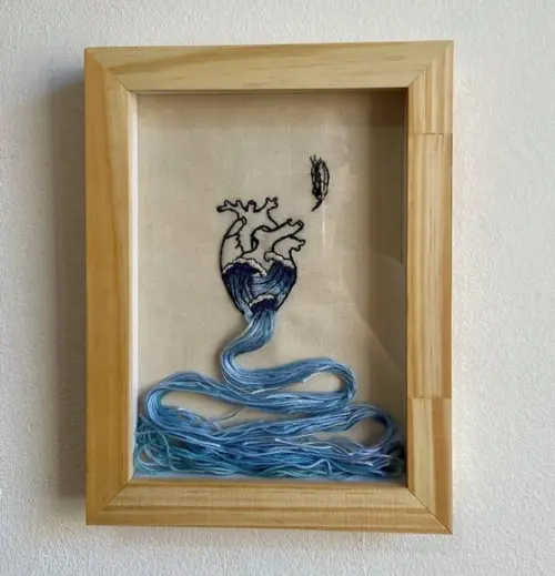 Quadro Bordado Mar de Coragem