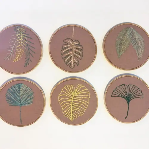 Quadros bordados - Composição botânica