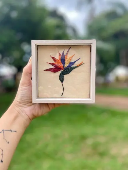 Trio de Quadros Bordados