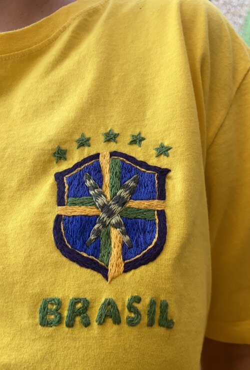 Camiseta bordada do Brasil