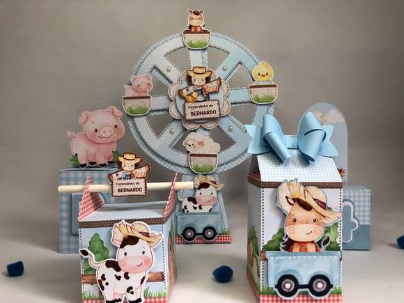 Personalizados Fazendinha Azul - Kit com 50 Unidades