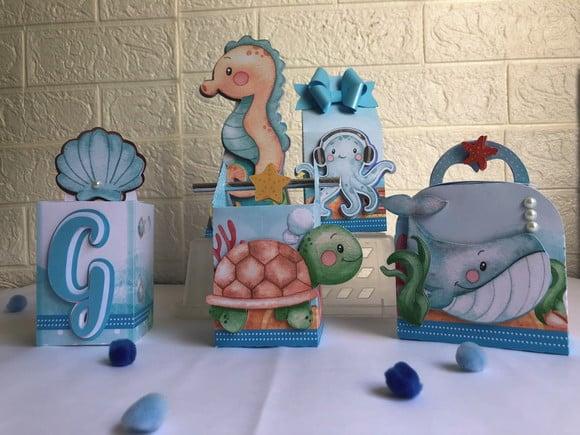Personalizados Fundo do Mar Azul - Kit 40 Unidades