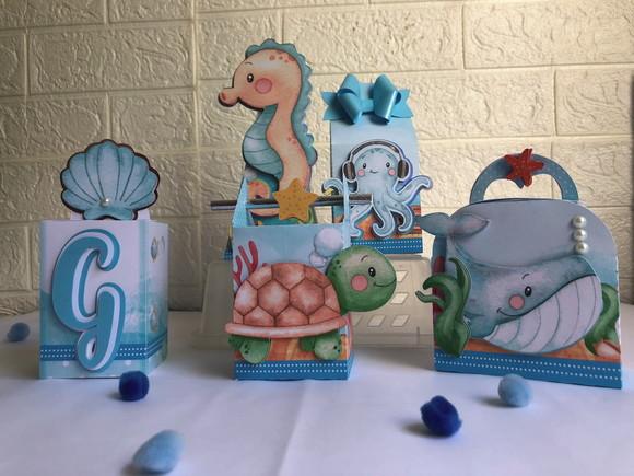 Personalizados Fundo do Mar Azul - Kit com 20 Unidades