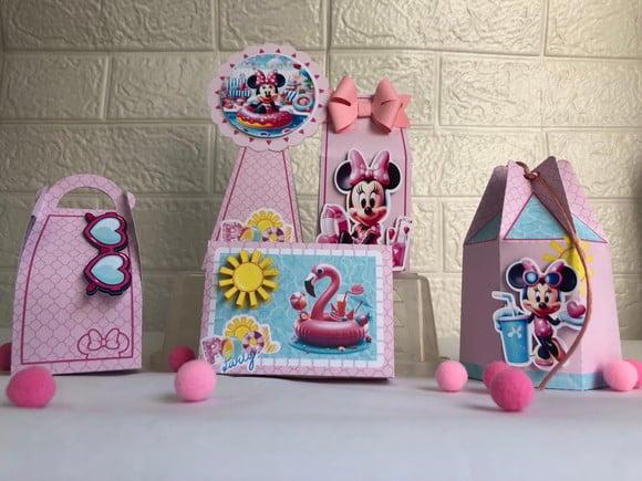 Personalizados Minnie Pool Party - Kit com 25 Unidades