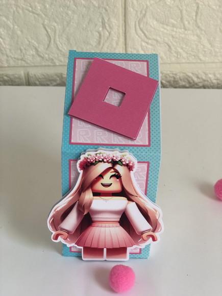 Personalizados Roblox Rosa - Kit com 25 Unidades