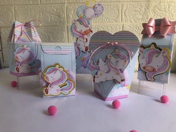 Personalizados Unicórnio Rosa - Kit com 25 Unidades