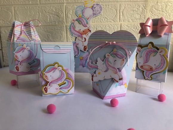 Personalizados Unicórnio Rosa - Kit com 40 Unidades