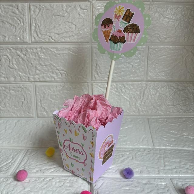 Centro de Mesa Cachepô Confeitaria - Personalizados Lembrancinha