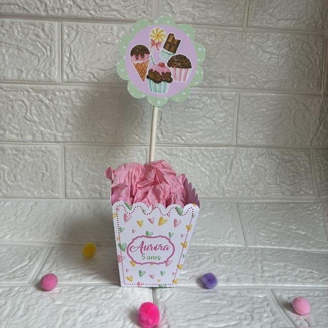 Centro de Mesa Cachepô Confeitaria - Personalizados Lembrancinha