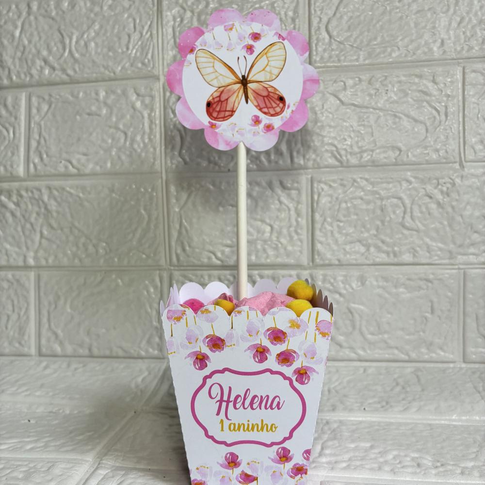 Centro de Mesa Cachepô Jardim das Borboletas - Personalizados Le