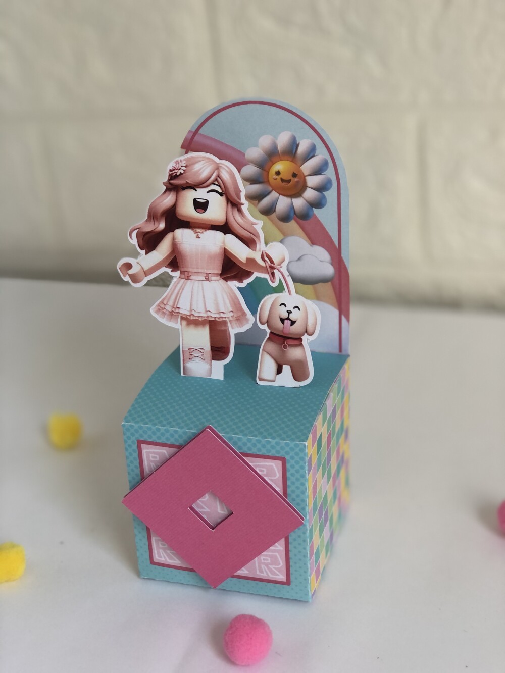 Personalizados Roblox Rosa - Kit com 20 Unidades