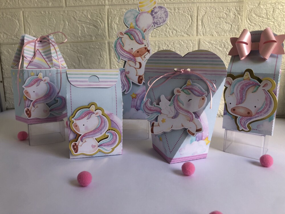Personalizados Unicórnio Rosa - Kit com 10 Unidades