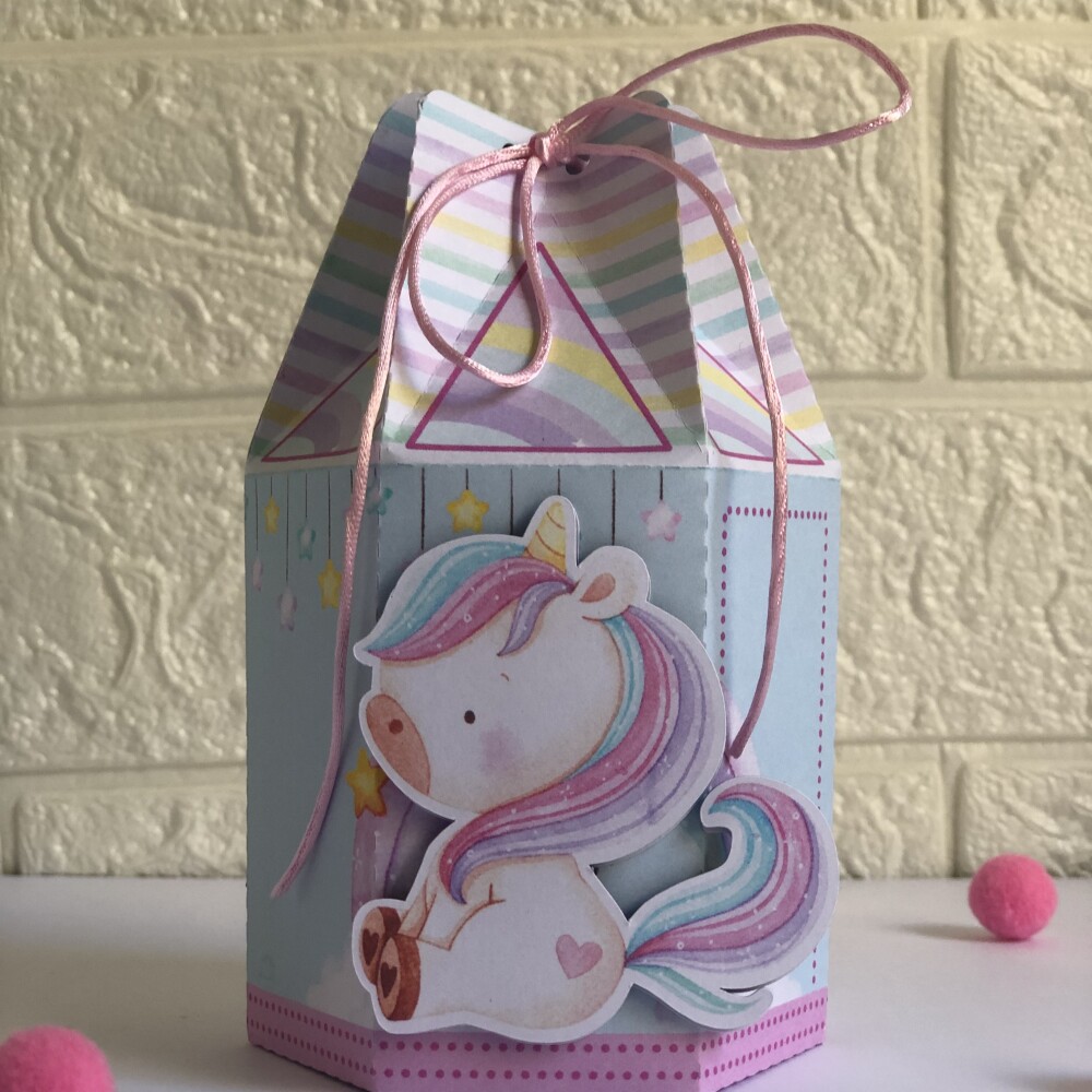 Personalizados Unicórnio Rosa - Kit com 10 Unidades