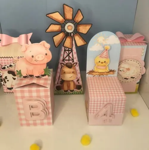 Personalizados Fazendinha Rosa - Kit com 20 Unidades