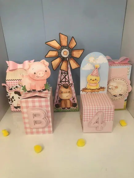 Personalizados Fazendinha Rosa - Kit com 30 Unidades