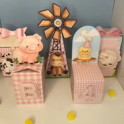 Personalizados Fazendinha Rosa - Kit com 30 Unidades